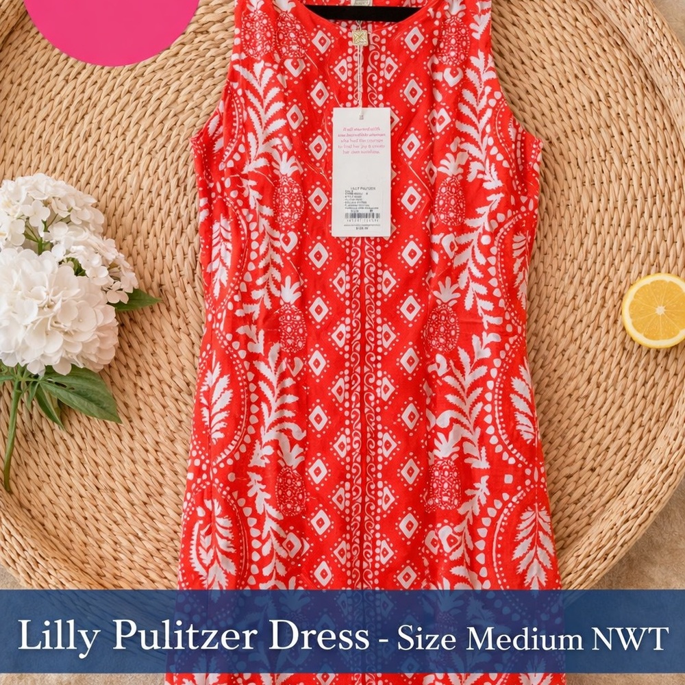 Lilly Pulitzer Red and White Sleeveless Printed Dress